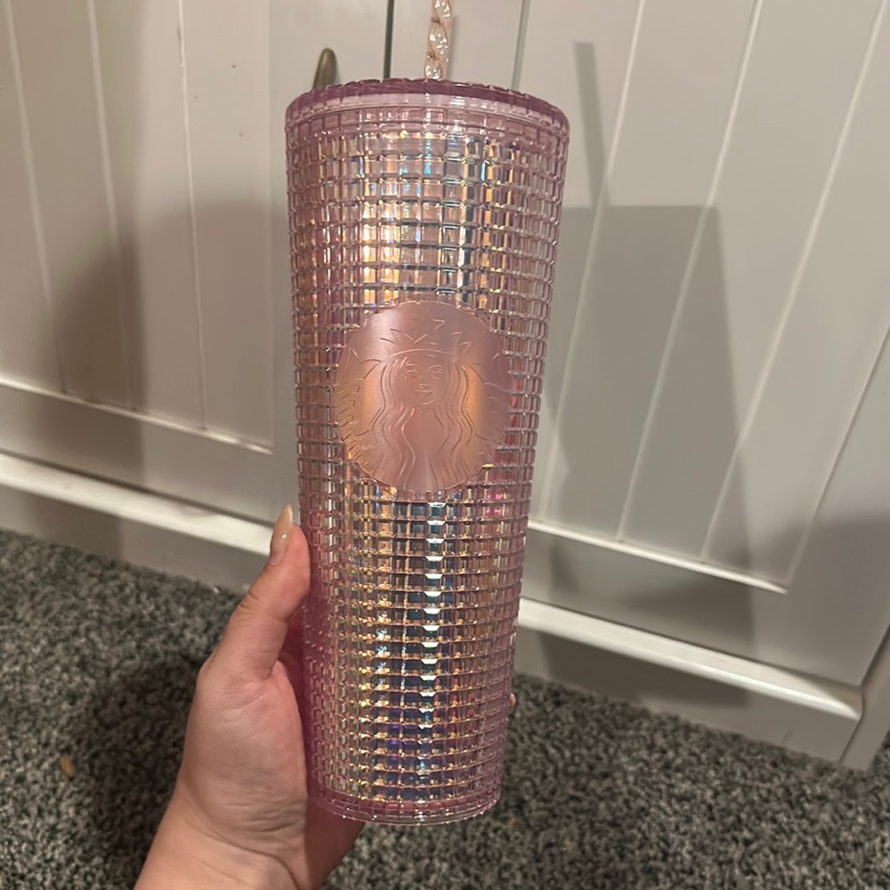 Starbucks pink grid tumbler